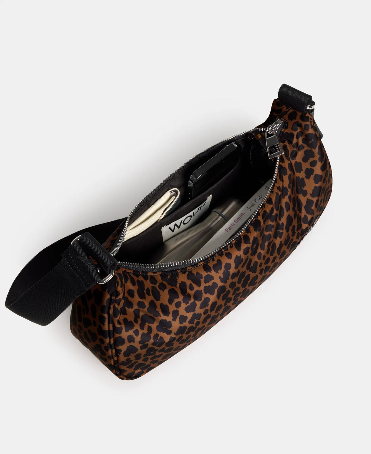 WOUF Leo Crossbody Bag open from above showing the inner pocket