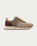 Wushu Ruyi Master 609 sneaker in sand, sage and burgundy suede and nylon, side profile